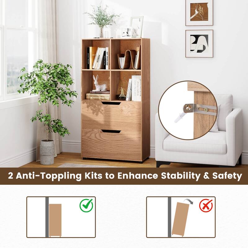 Costway 51” 5-Tier 4-Cube Bookcase with 2 Drawers for Living Room, - See Details