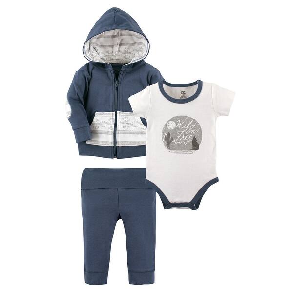 slide 1 of 1, Yoga Sprout Baby and Toddler Boy Cotton Hoodie, Bodysuit or Tee Top, and Pant, Wild Free Baby 0-3 Months - Wild Free Baby