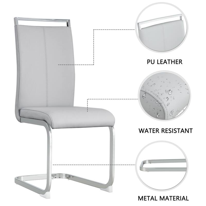 2PCS Dining Chairs,PU Faux Leather High Back Upholstered Side Chair with Chrome Metal Legs