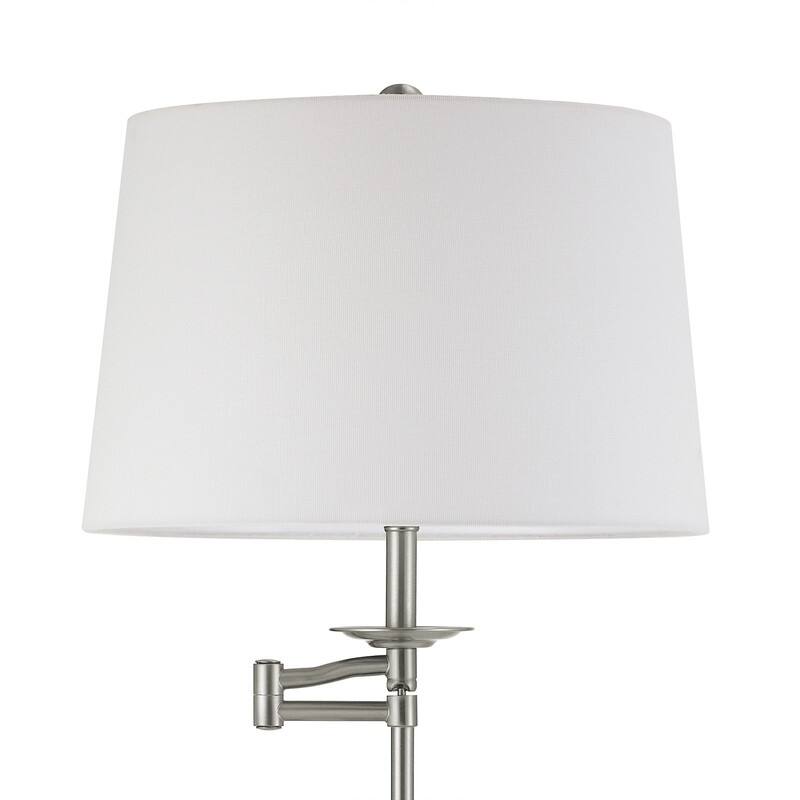KAWOTI 64.5 inch Adjustable Height Swing Arm Floor Lamp with Shade - Nickel