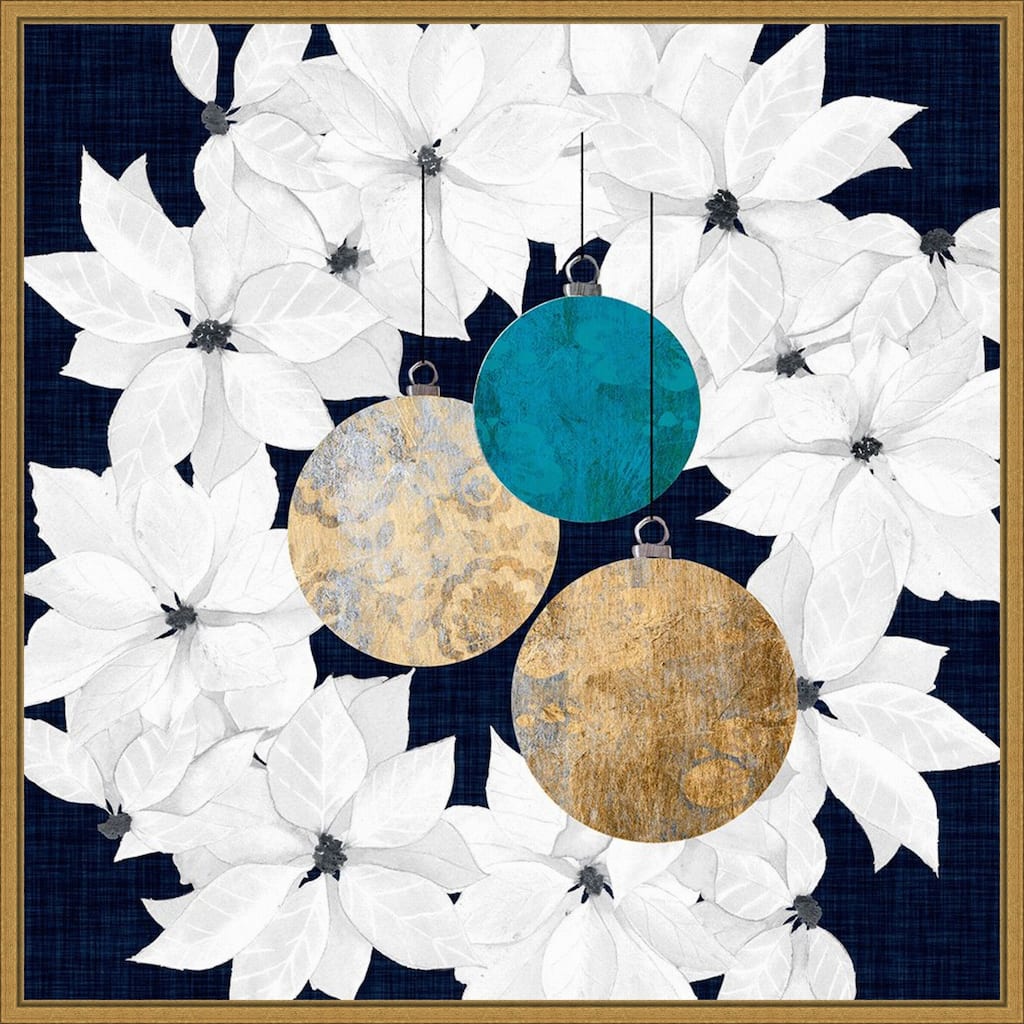Blue Sophisticated Christmas III by Grace Popp Framed Canvas Wall Art Print