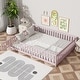 preview thumbnail 39 of 45, Rubber Wood Floor Bed with Fence and Door,Twin Size Pink - Queen