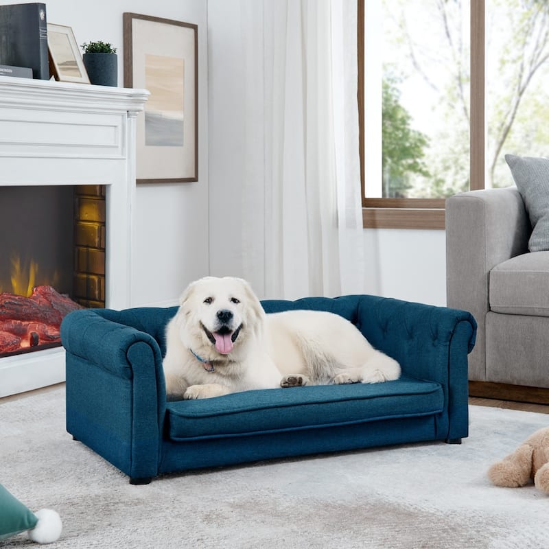 Elevated Dog Sofa Bed for Small and Medium Dogs, Durable Pet Couch - Blue