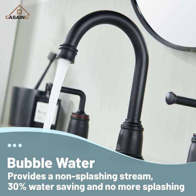 8 in. Widespread Double Handle Bathroom Faucet with Drain Kit Included