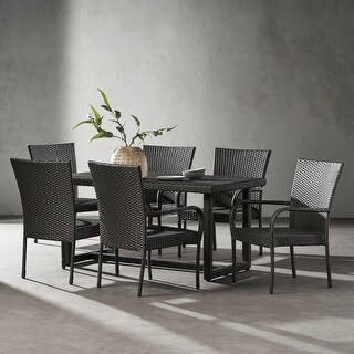 Geri Outdoor Wicker 7 Piece Dining Set by Christopher Knight Home