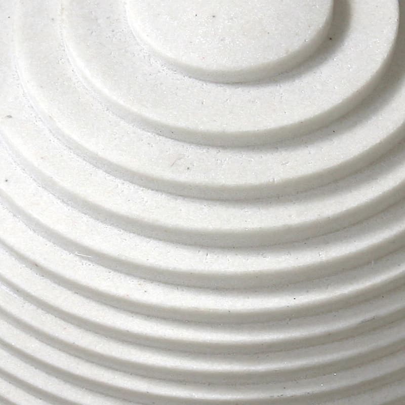 Contemporary Sandstone Polished Ball with Step Carved Lines, White