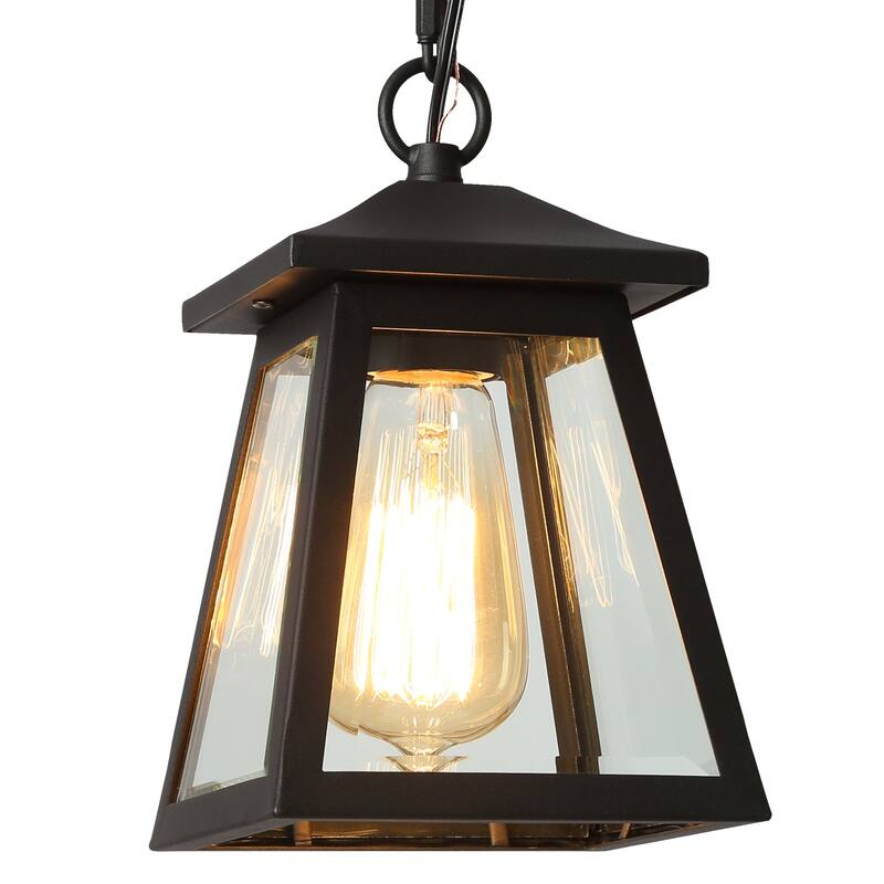 Kania Modern Black 1-light Outdoor Ceiling Light Lantern Pendant ...