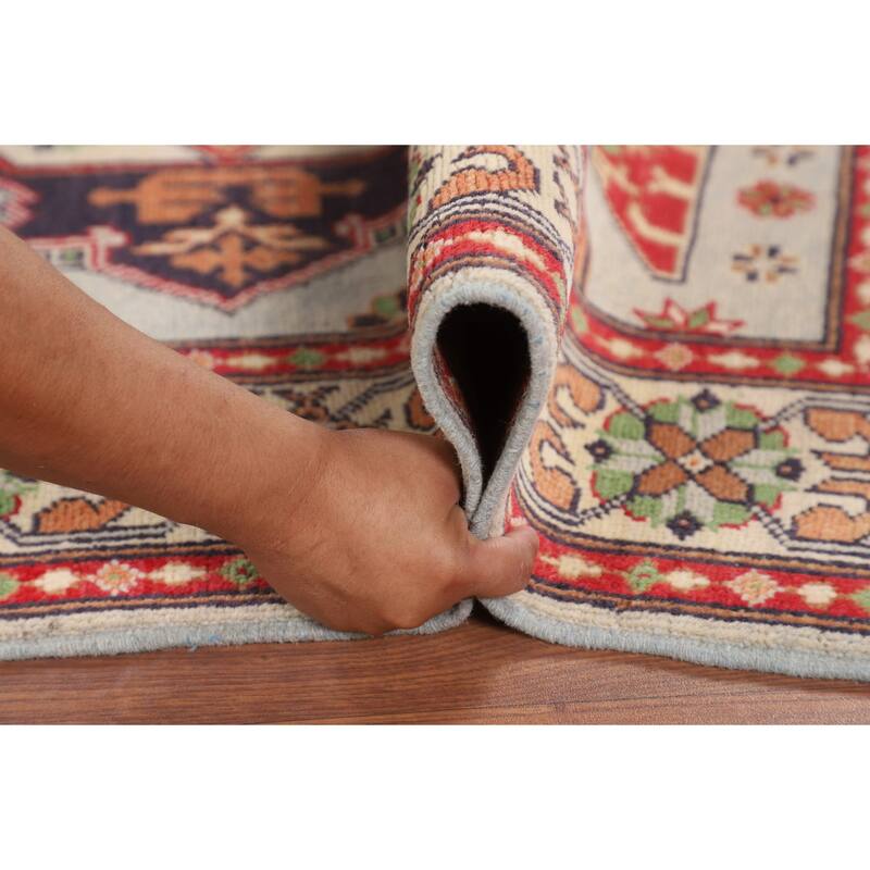 Kazak Oriental Foyer Rug Handmade Wool Carpet - 3'5" x 4'10"