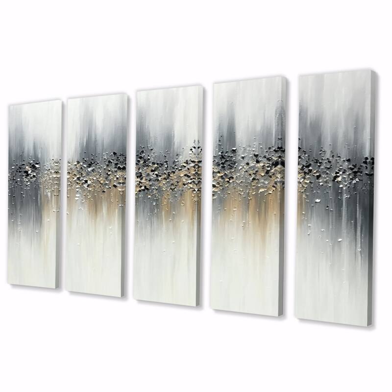 Designart " Gentle Gray Serenity" Abstract Multipanel Canvas Art Print set