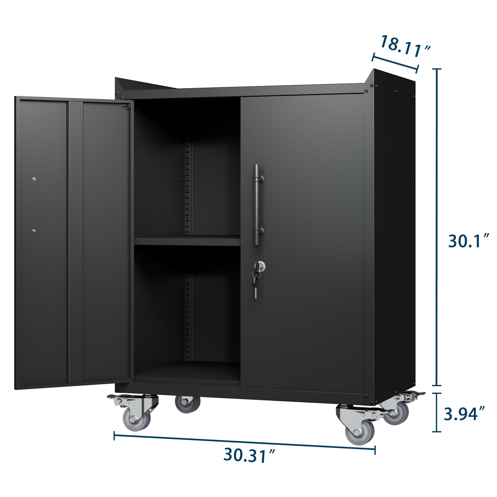 Metal garage shop cabinets on wheels