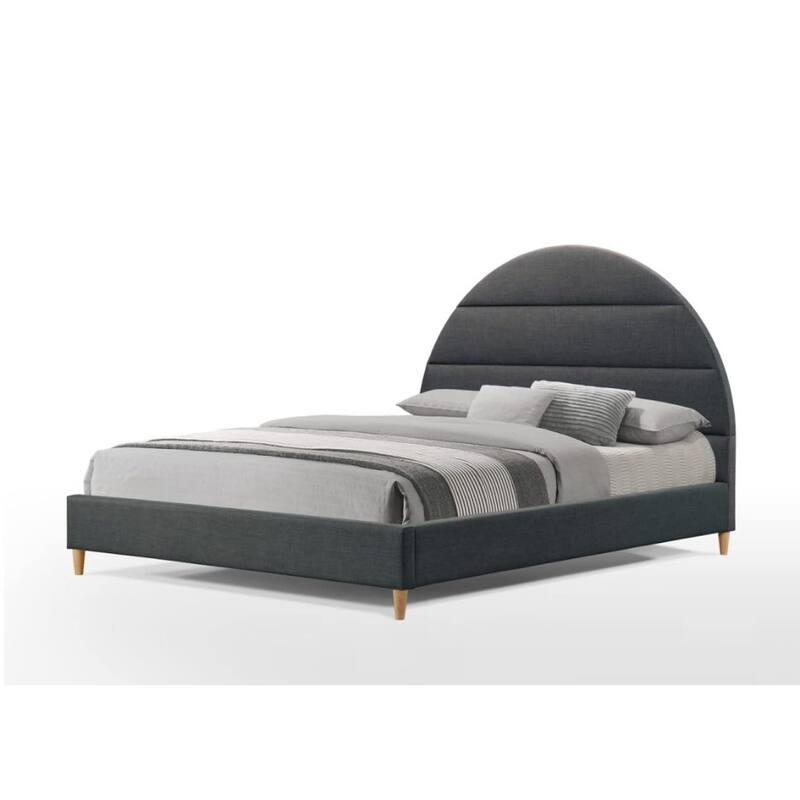 Mila Boucle Arch Shape Platform Queen Size Bed, Round Headboard