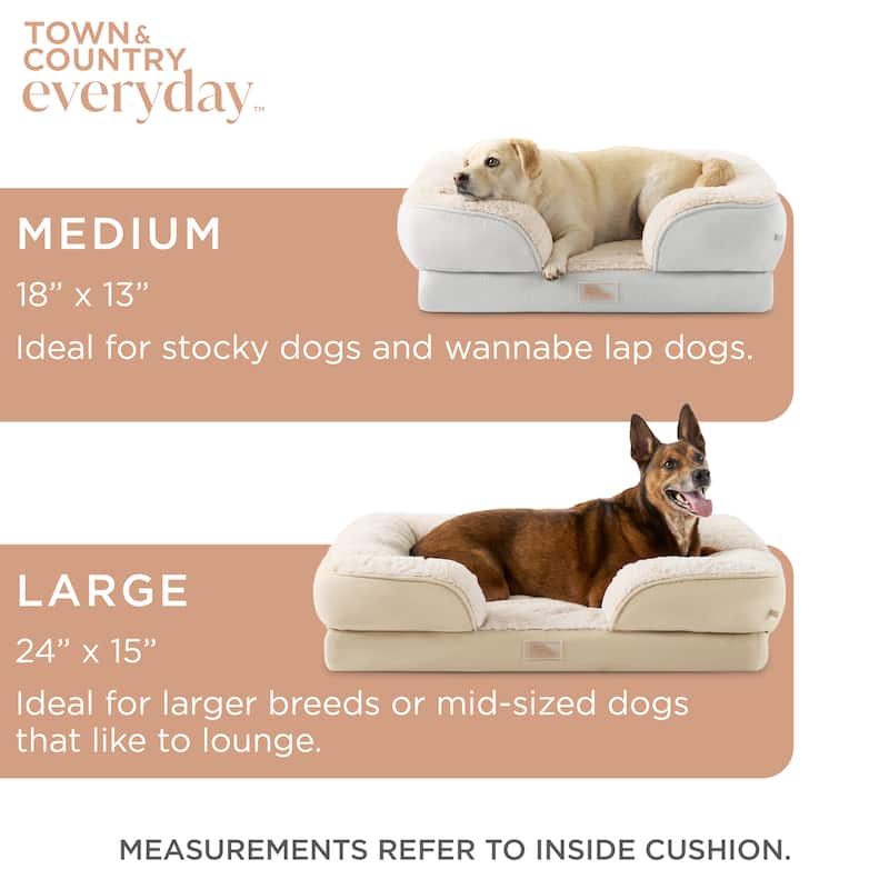 TOWN & COUNTRY EVERYDAY CuddleTown Comfy Solid Bolster Sofa Supportive Pet Bed