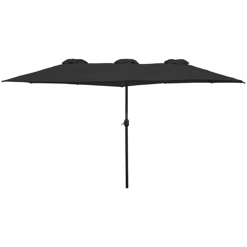 15' Outdoor Patio Market Umbrella with Hand Crank - Black