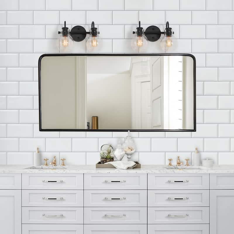 Olia Modern Black 3-Light Bathroom Vanity Light Orb Glass Wall Sconces Minimalist Design