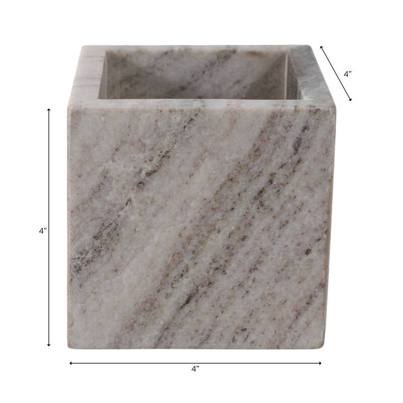 Marble Stone Storage Sculpted Design and Sleek Vertical Grooves - 4.0"