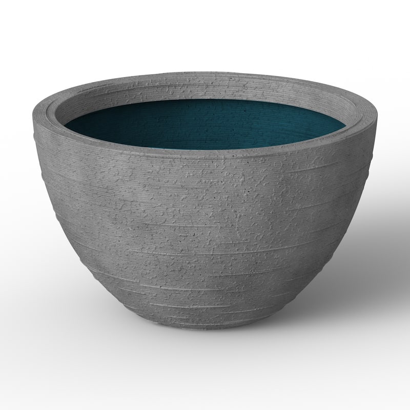 Concrete Round Planter Flower Pot with Drainage Holes - 17 x 9.5 in - Slate Gray