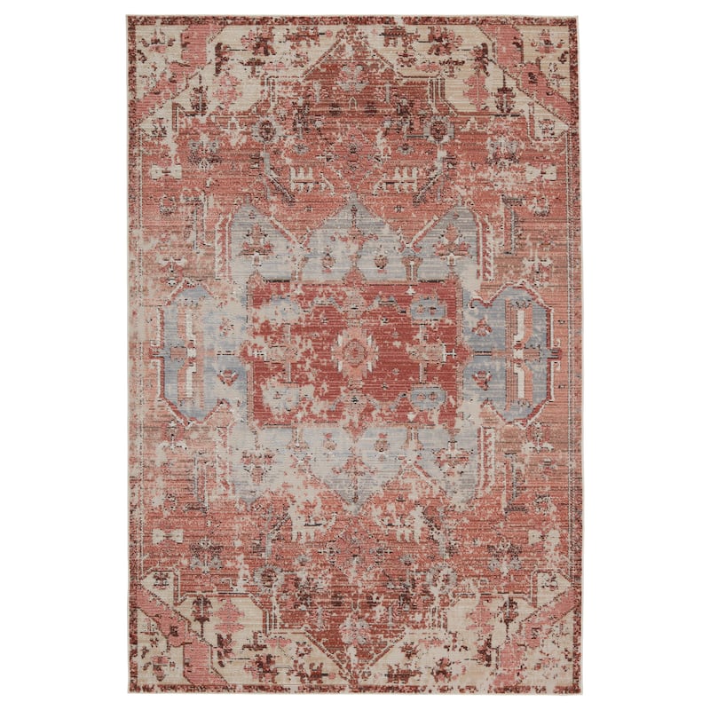 Priyah Indoor/ Outdoor Medallion Pink/ Gray Area Rug - 8'X10'