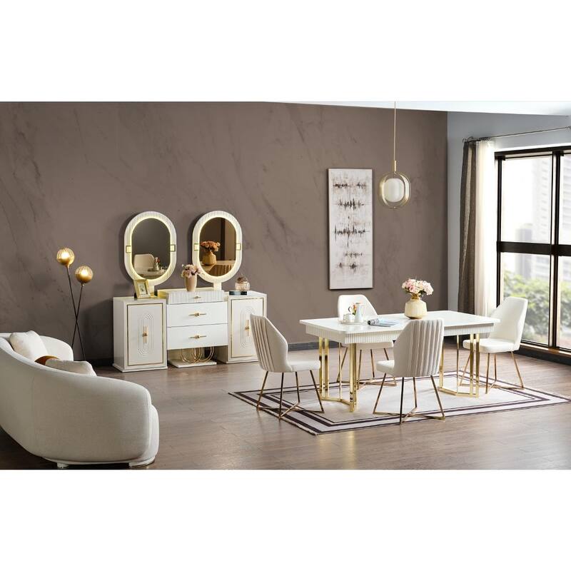 Marsille Modern Dining Room Table And 8 Dining Room Chairs Set