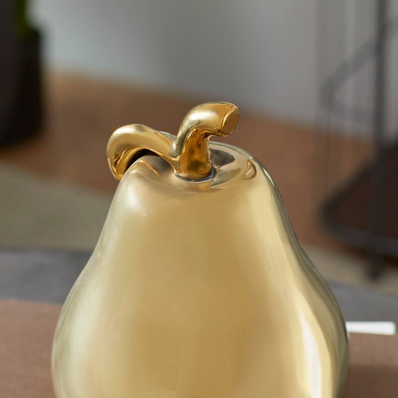 Copper Grove Kitty Red Ceramic Pear and Apple (Set of 2)