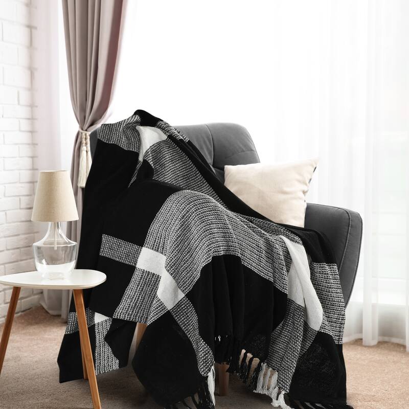 Sevita Hand-Woven Plaid Standard Size Throw Blanket
