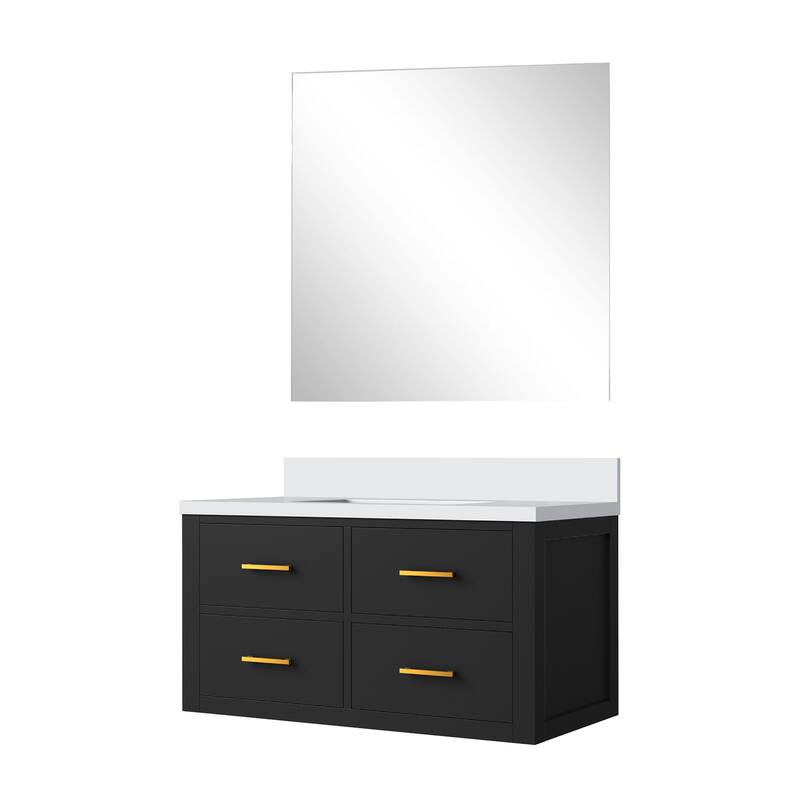 Castor Bath Vanity with Quartz Top, Sink and Mirror