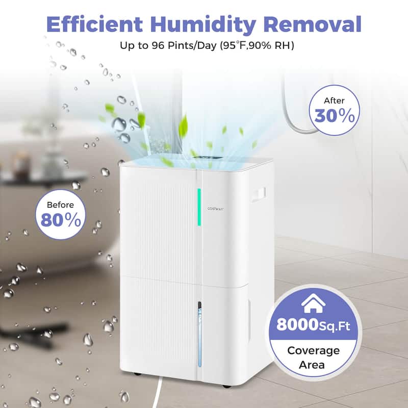 Costway 74 Pints Dehumidifier for Home 6000 Sq.Ft Dehumidifier with - See Details