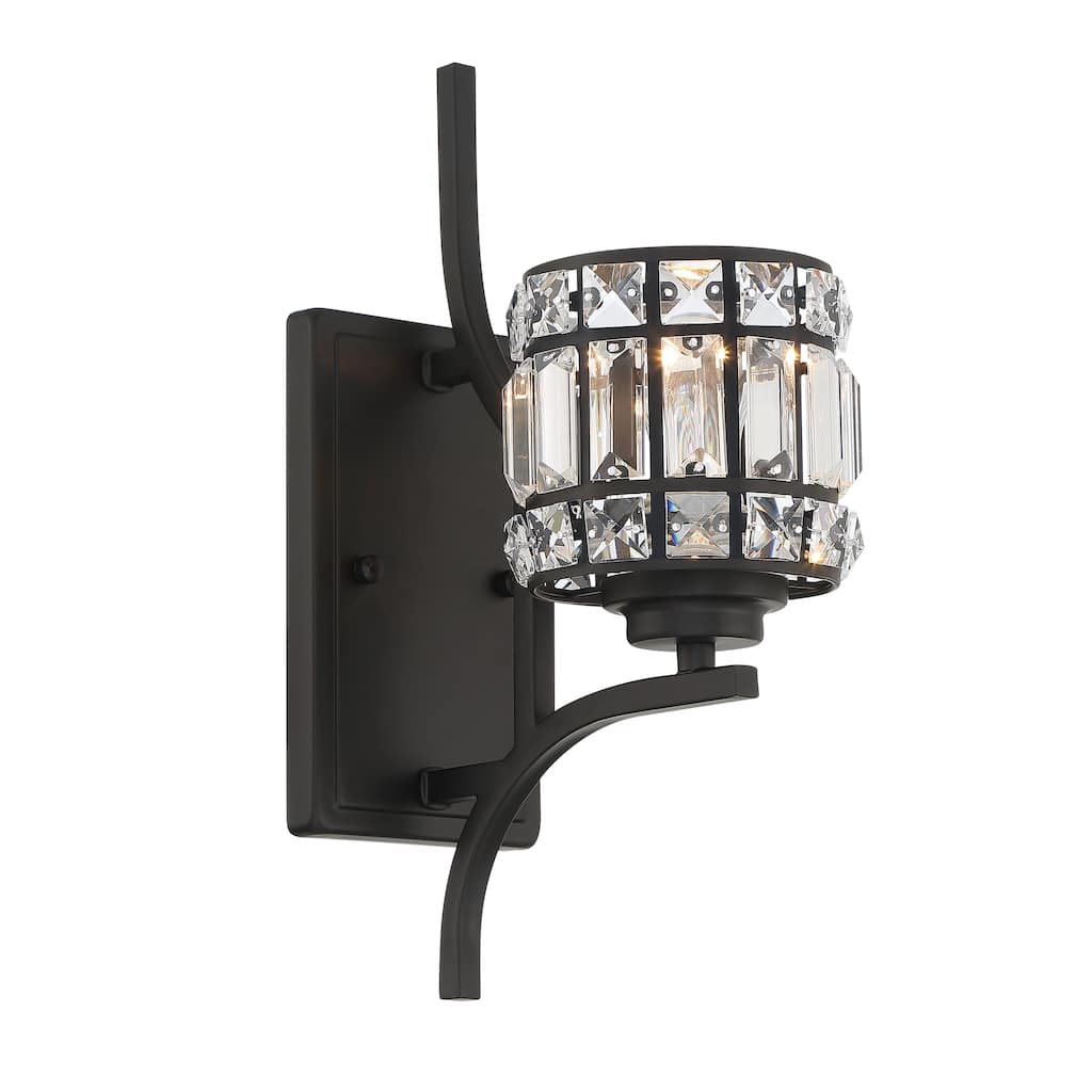 1- Light Vintage Black Armed Sconce - W5.12"xD8.94"xH13.98"
