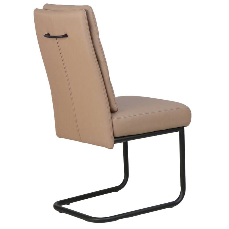 Modern Faux Leather and Metal Dining Chair, Set of 2