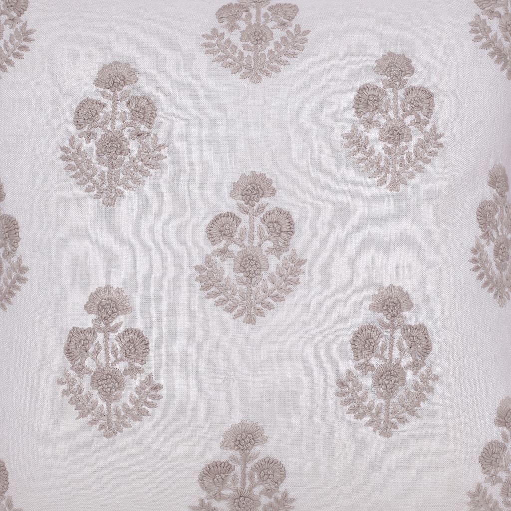 Sevita Hand-Woven Natural/Cream Floral Linen Throw Pillow, 20" x 20"