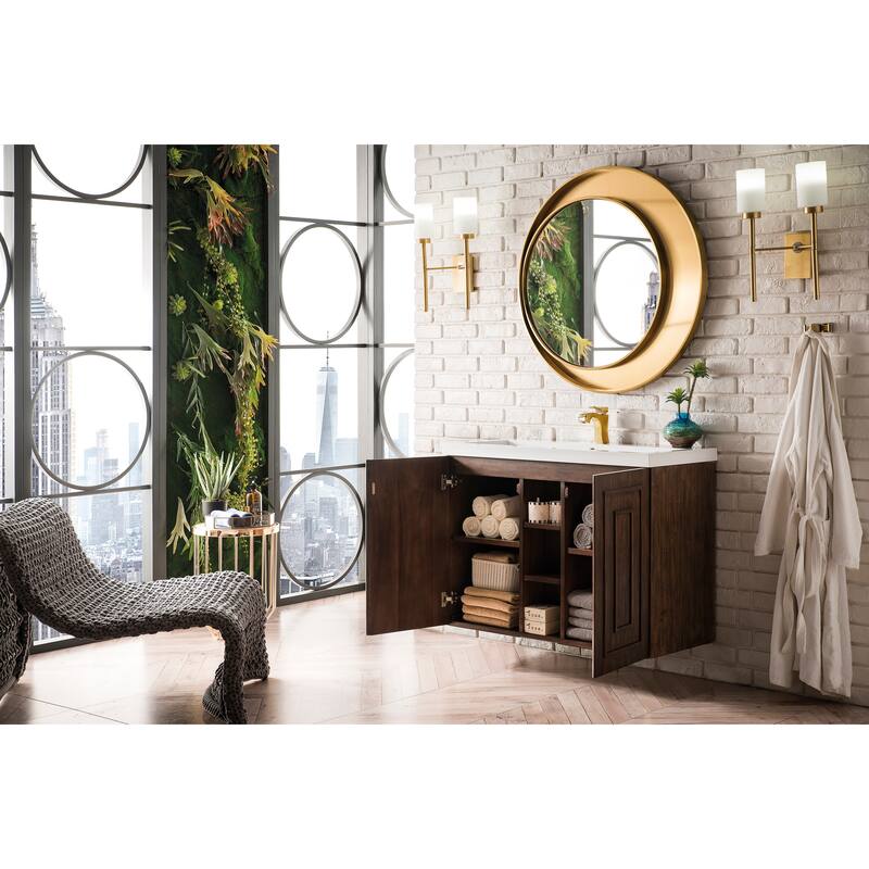 James Martin Vanities Alicante 39.5" Single Vanity Cabinet, w/ White Glossy Composite Stone Top
