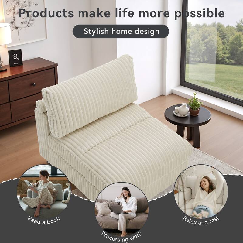 Cotton Flannel corner Sofa Armless Modular Sectional Sofa Seamless Combination