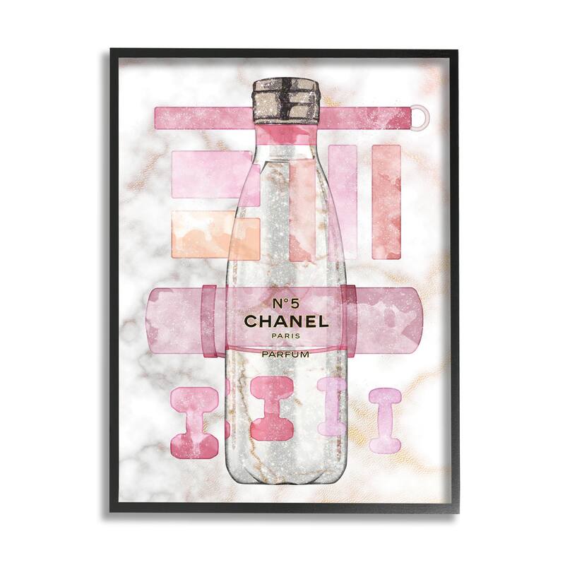 Stupell Fashion Exercise Bottle Pink Home Sports Equipment Framed Wall Art