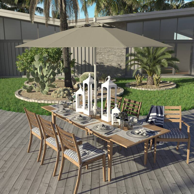 California Umbrella 9' Rd Golden State Series Patio Umbrella White Aluminum Frame Crank Lift Collar Tilt Olefin Royal Blue - Woven Granite