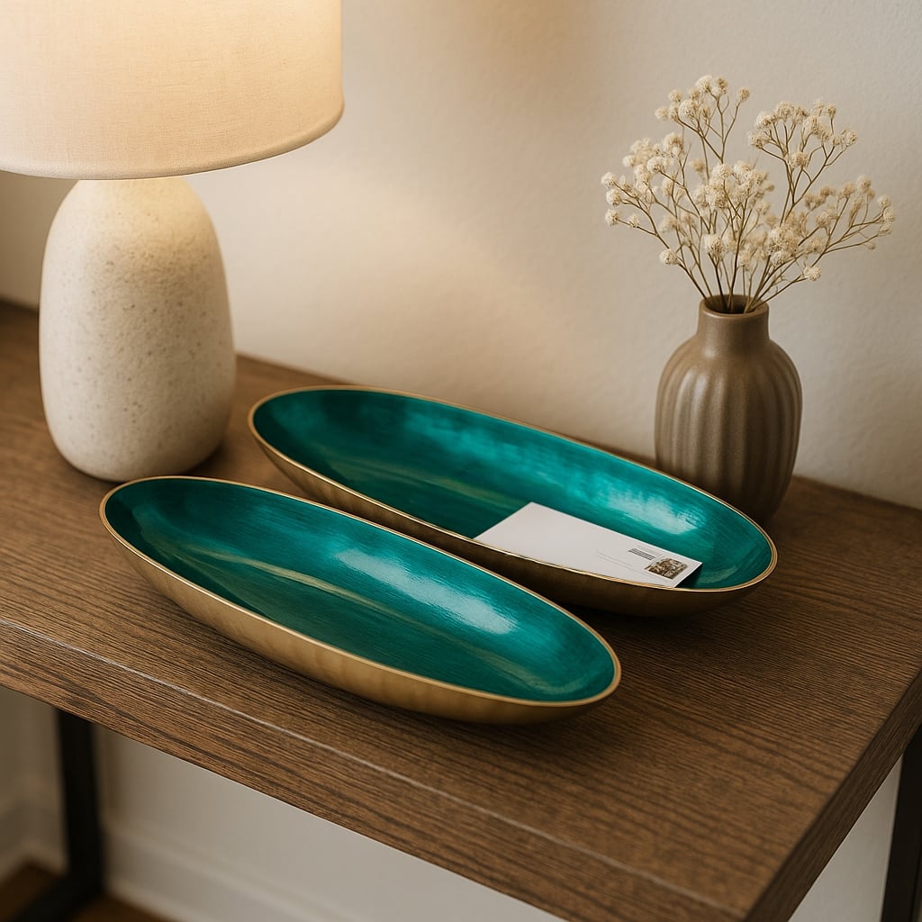 Oval Metal Bowls Sculptural Design -Set of 2 - 20", 23" - 23.0"