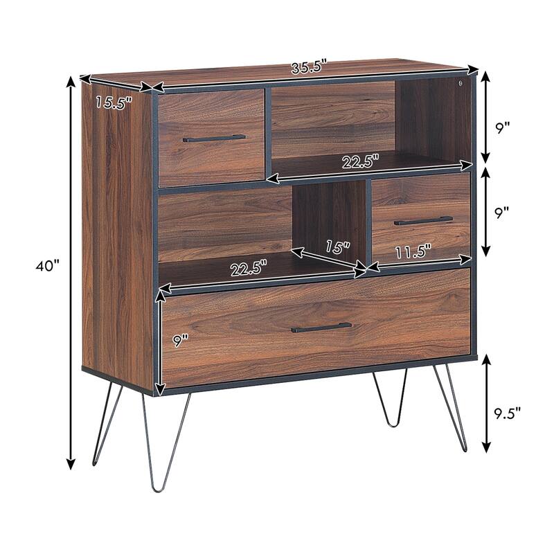 Costway Sideboard Storage Cabinet Multipurpose Display Unit w/Metal