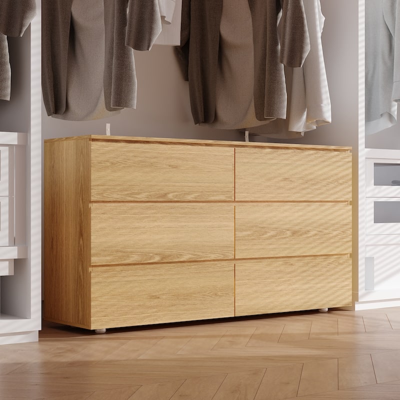 Timechee 6 Drawer 59'' W Chest&Dresser White/Dark Brown