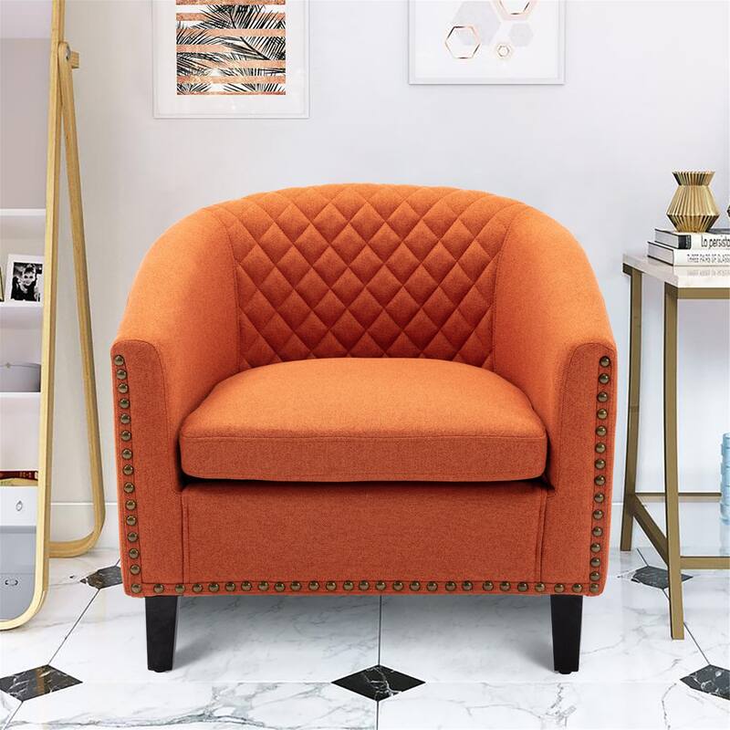 Club Chairs with nailheads and solid wood legs