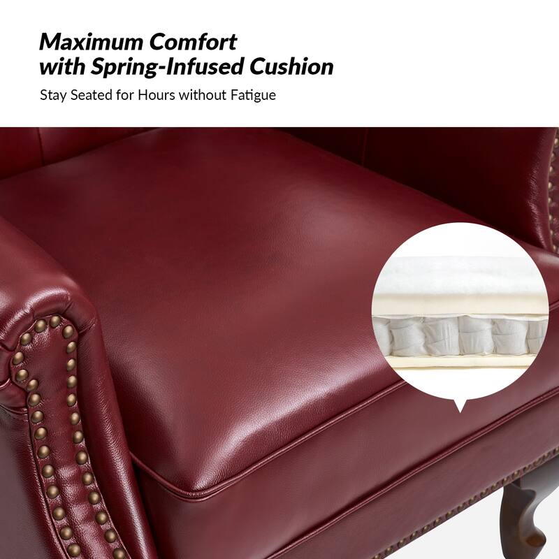 Gerhard Genuine Leather Armchair with Nailhead Trims and Removable Cushion Set of 2 by HULALA HOME