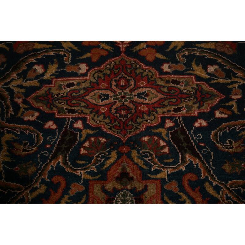 Vegetable Dye Anatolian Turkish Vintage Rug Handmade Blue Wool Carpet - 6'7" X 8'9"