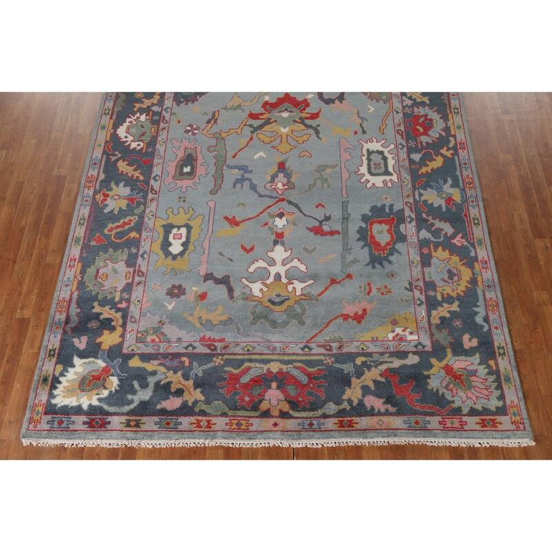Indian Oushak Oriental Area Rug Hand-Knotted Wool Carpet - 8'2"x 9'9"