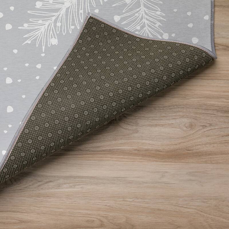 Indoor/ Outdoor Cozy Winter Gray Washable Christmas Animals Rug