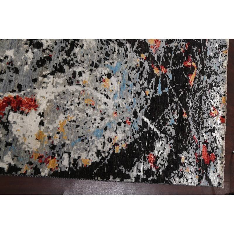 Vegetable Dye Wool/ Silk Oriental Abstract Area Rug Hand-knotted - 12'0" x 15'5"