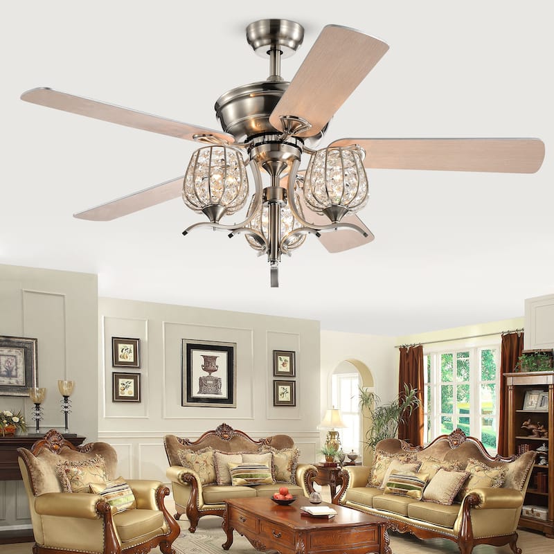 Silver Orchid Dietrich Satin Nickel 52-Inch 5-Blade Lighted Ceiling Fan