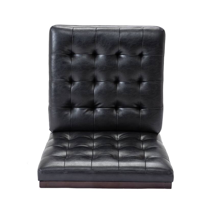 Black Leather Armless Chair Side Chair Corner Chair Dining Chair