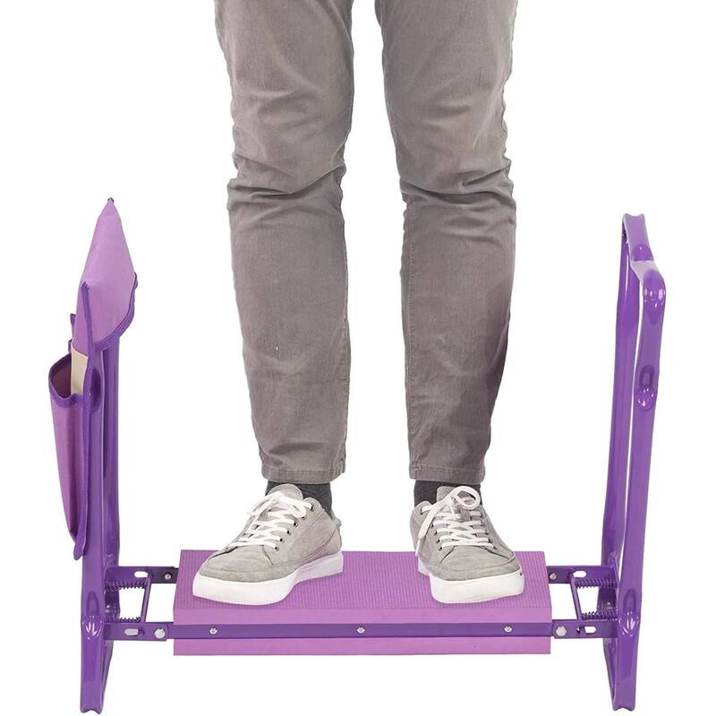 Garden Kneeler and Seat Folding Kneeling Bench Stool with Tool Pouches Soft EVA Foam for Gardening, Purple