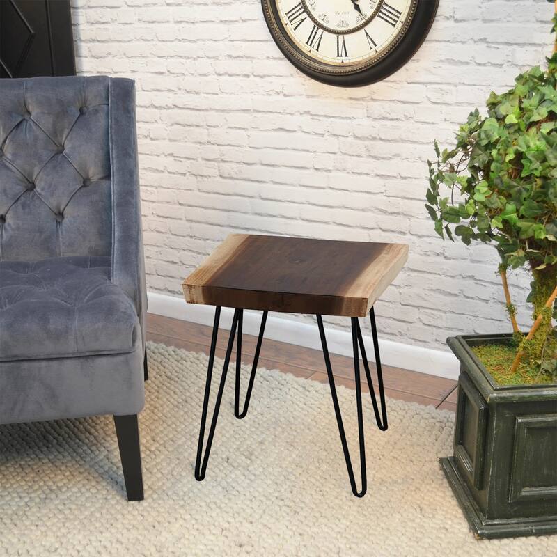 Greenage Teak End Table Solid Live Edge Side Table