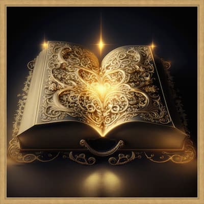 Divine Book of Love by Jake Fouracre Framed Canvas Wall Art Print - Sylvie Bright Gold