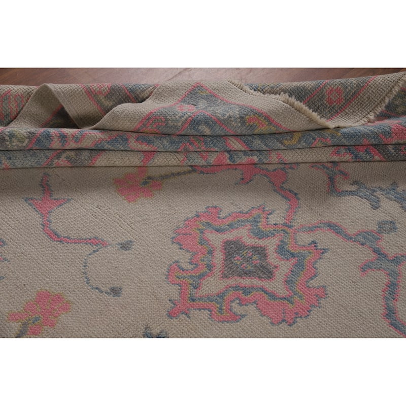 Hand Knotted Oriental 100% Wool Carpet Transitional All-Over Beige & Ivories Oushak Area Rug - 10' 7'' X 8' 4''