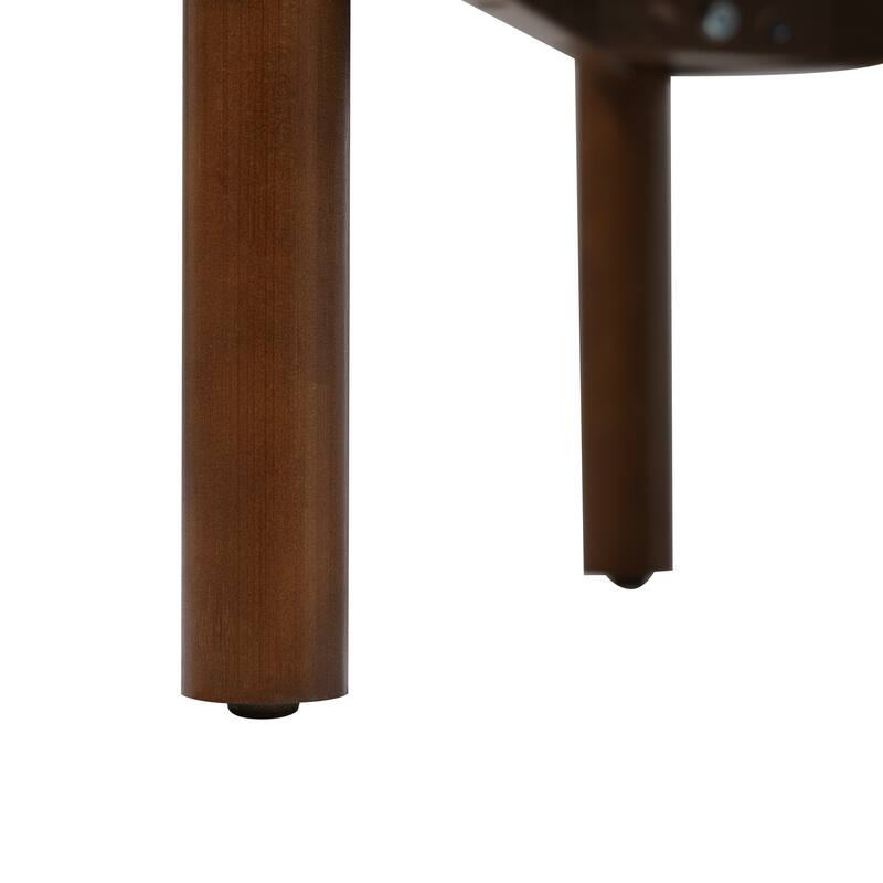 Mid-Century Modern Bathroom Vanity with Undermount Ceramic Sink, Handwoven Bamboo Doors Bathroom Cabinet, Dark Walnut - 30 Inch