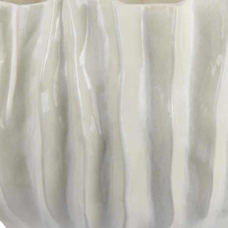 Esam Decorative Planter, Textured Ceramic Body, 19 Inch White